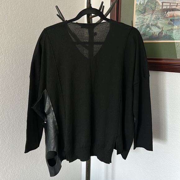 Bize Asymmetrical Wool Blend and Vegan Leather Sweater Size 2 - Picture 7 of 10
